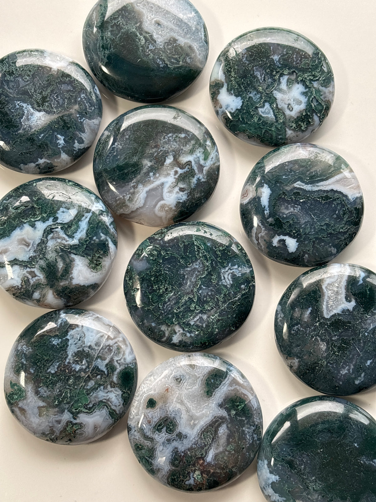 Moss Agate Flat Stone (Picked at random)