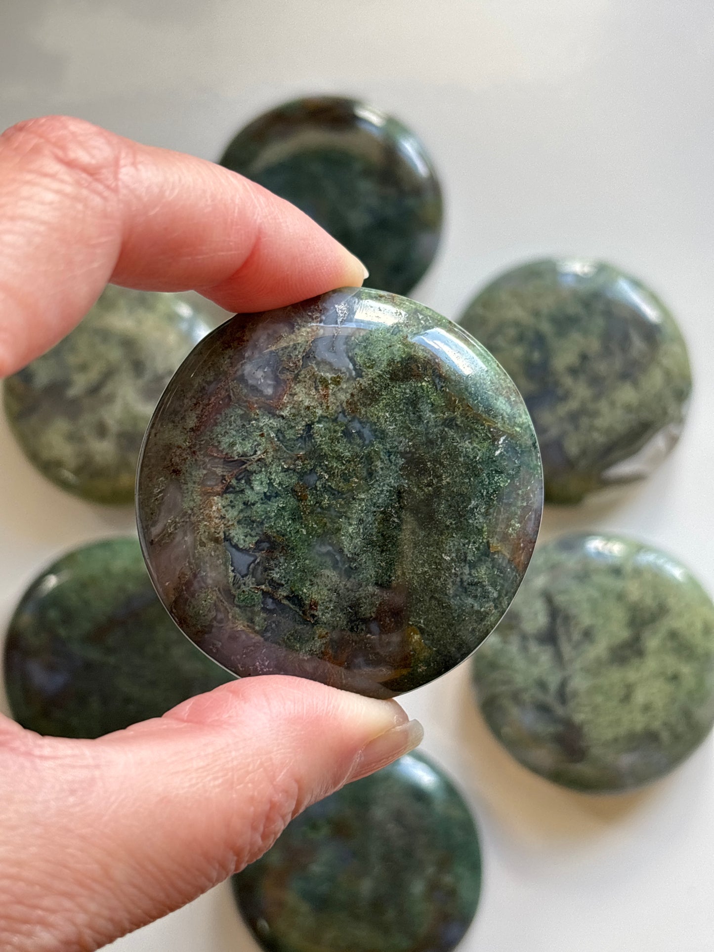 Moss Agate Flatstone (Random Pick)