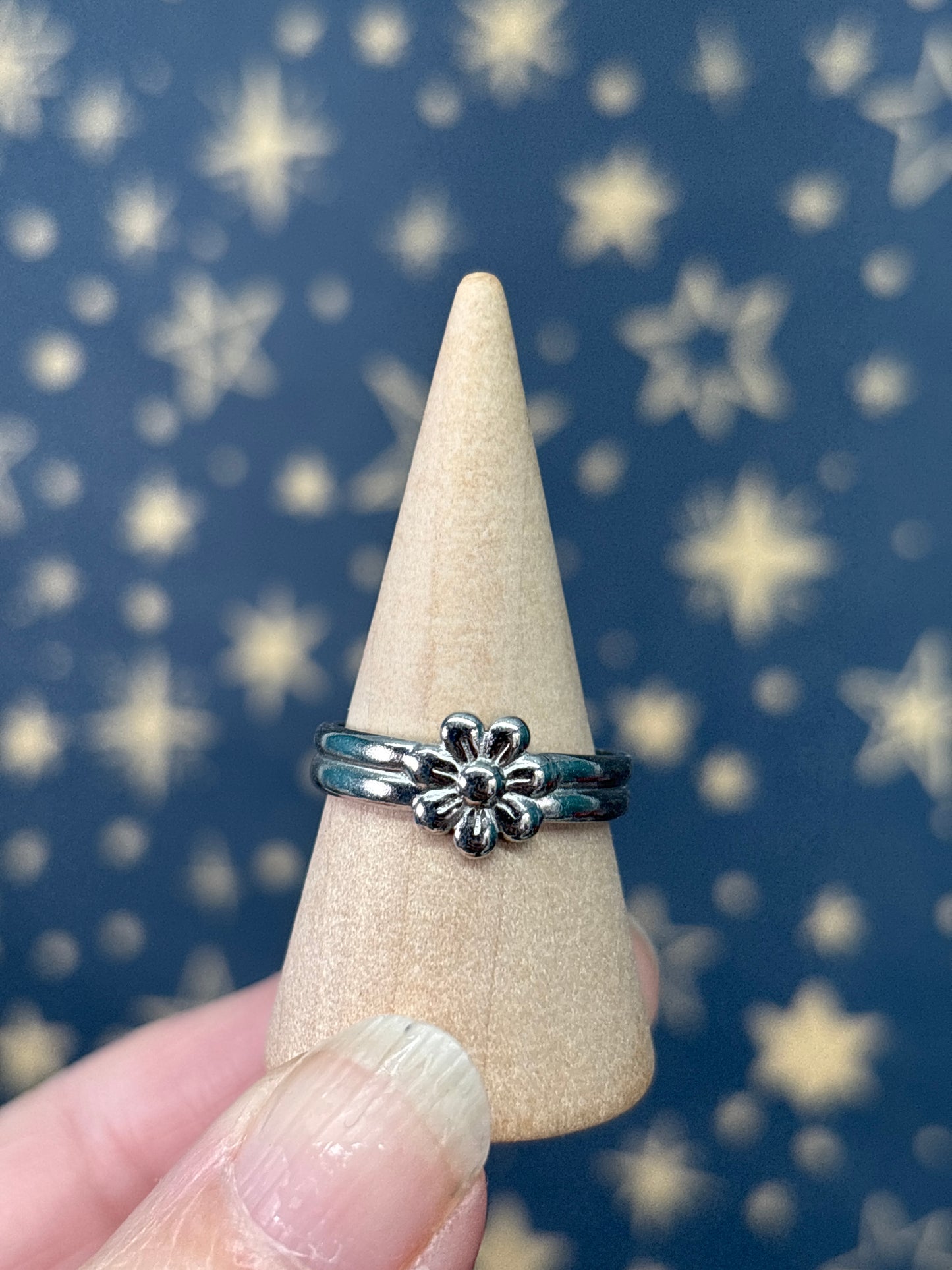 Flower Stainless Steel Adjustable Ring