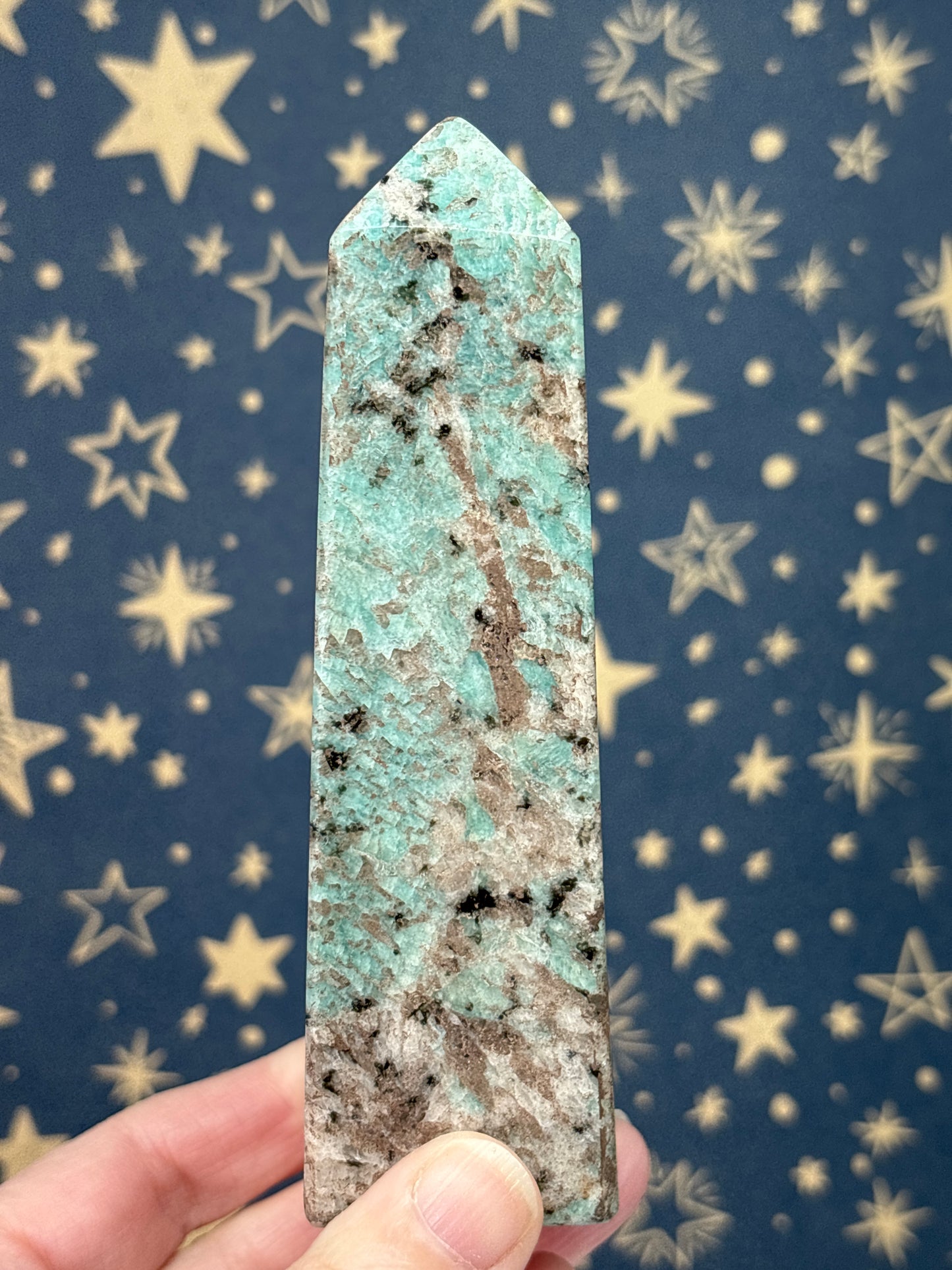 Amazonite and Smokey Quartz Tower
