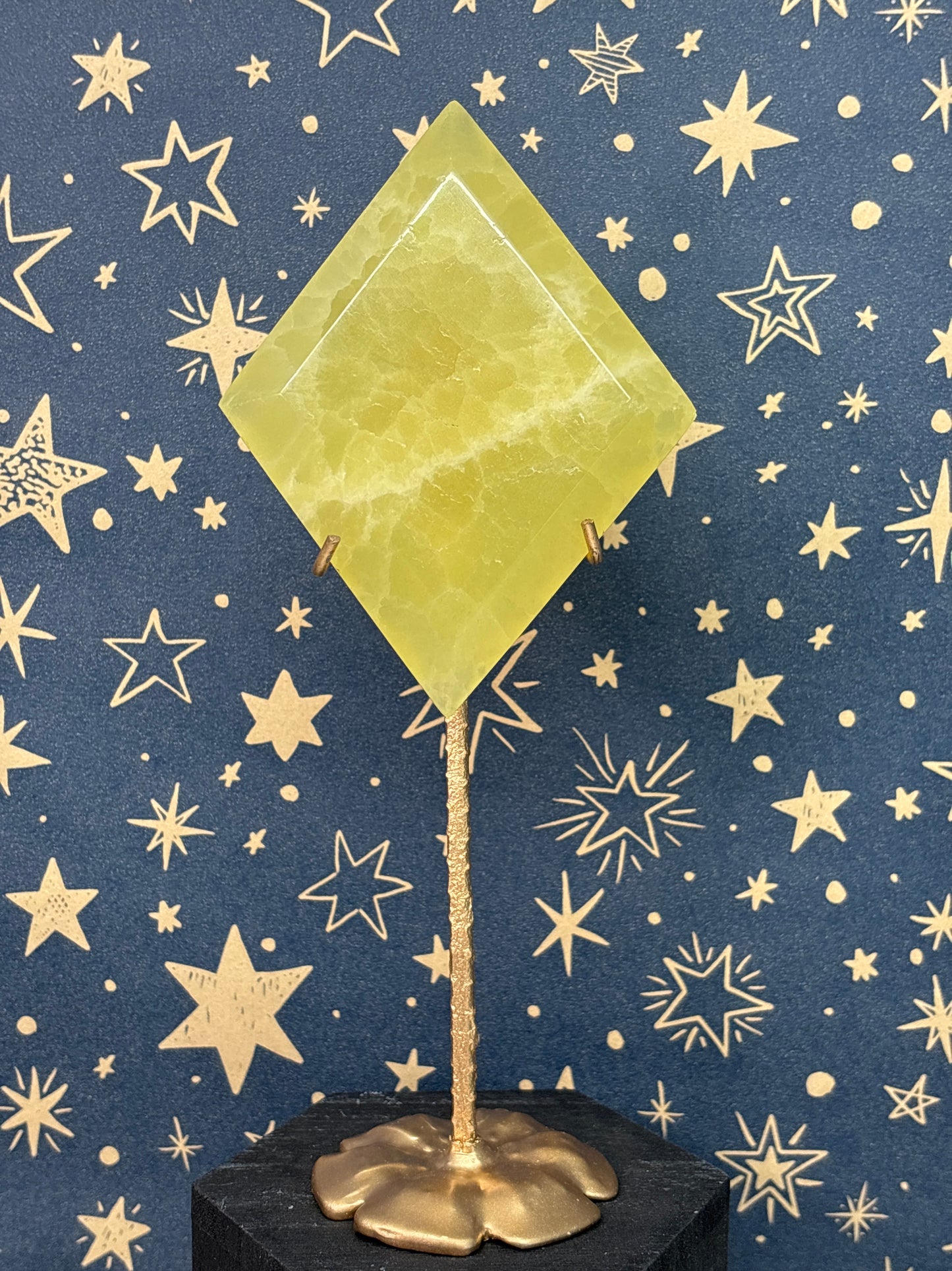 Lemon Calcite Diamond with Free Stand