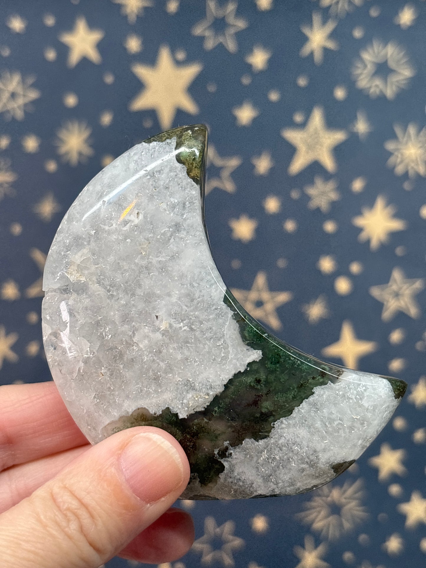 Moss Agate Standing Moons (pick your own)