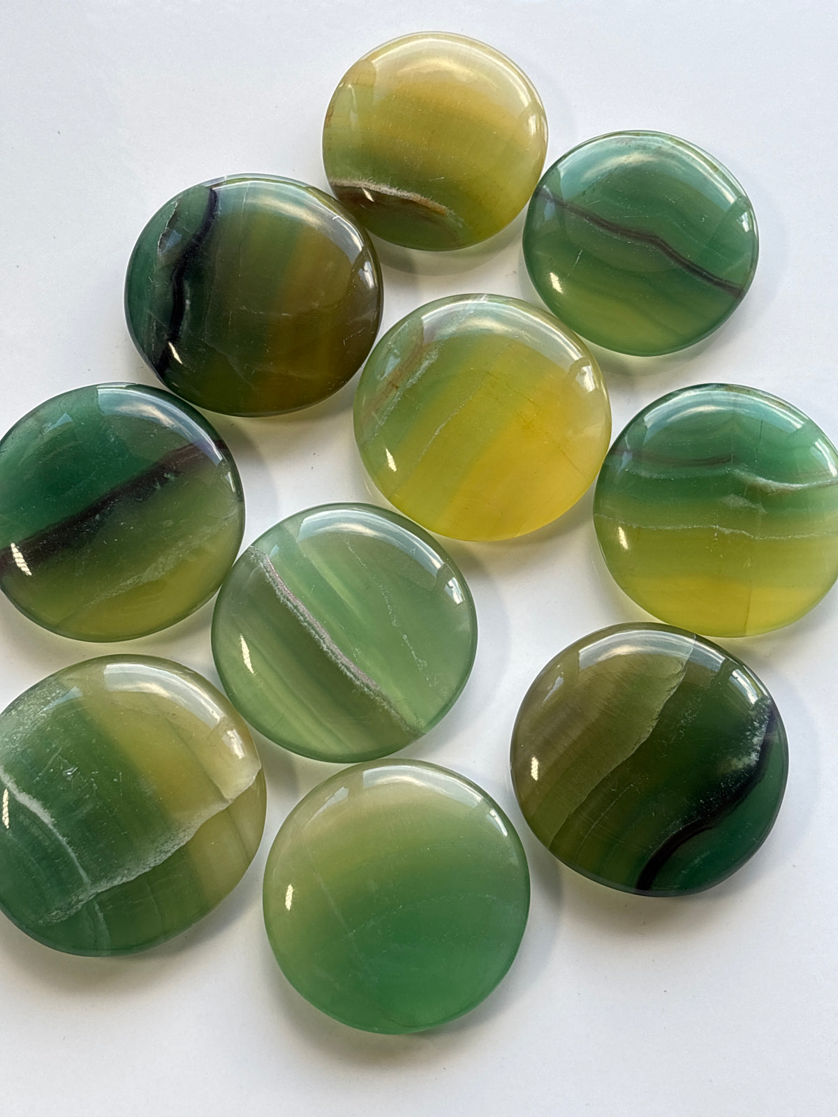 Lemon/Lime Fluorite Flat Stone (Picked at random)