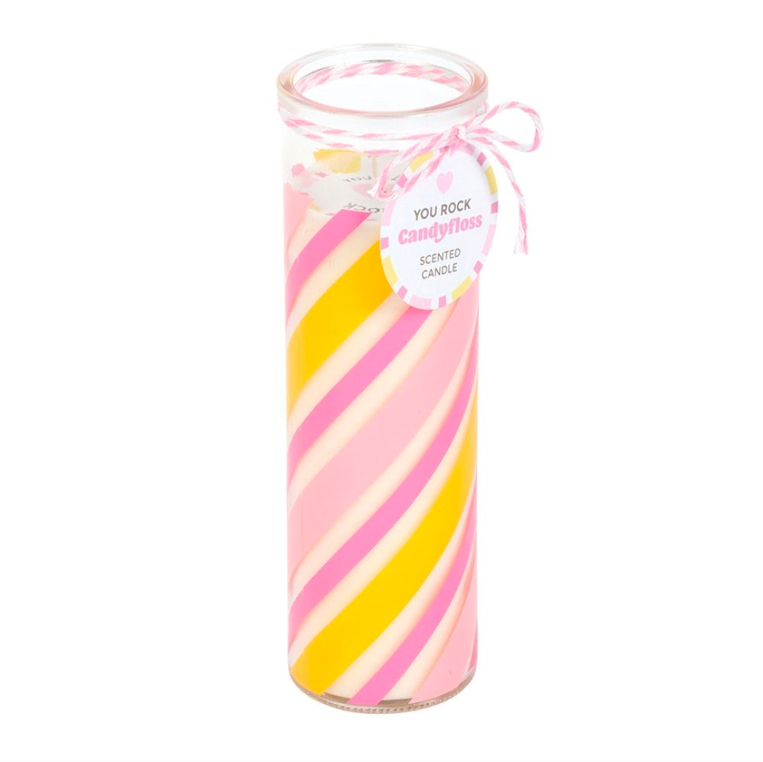 Candy Stripe Candy Floss Scented Tube Candle