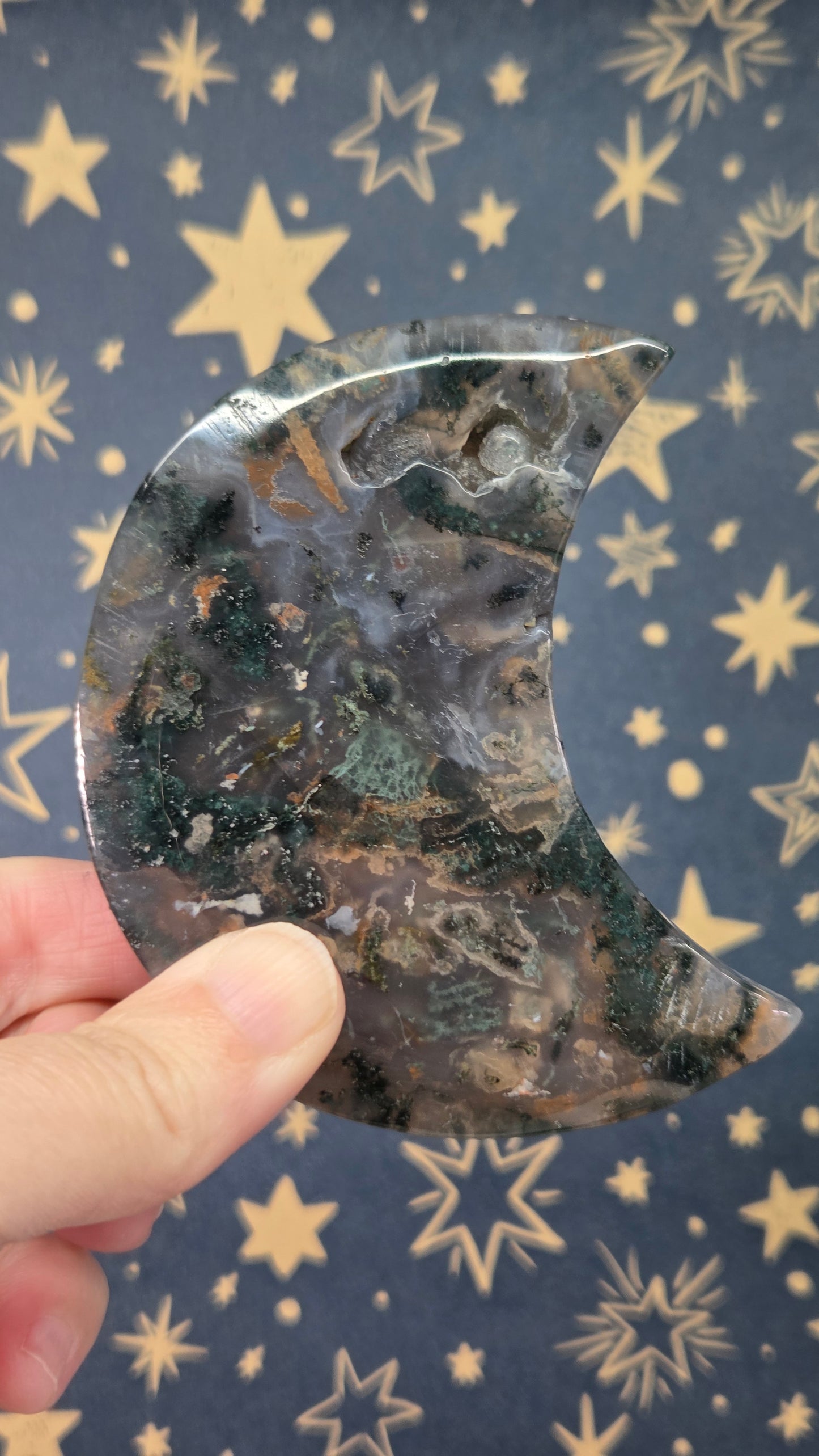 Moss Agate Moon (Pick your own)