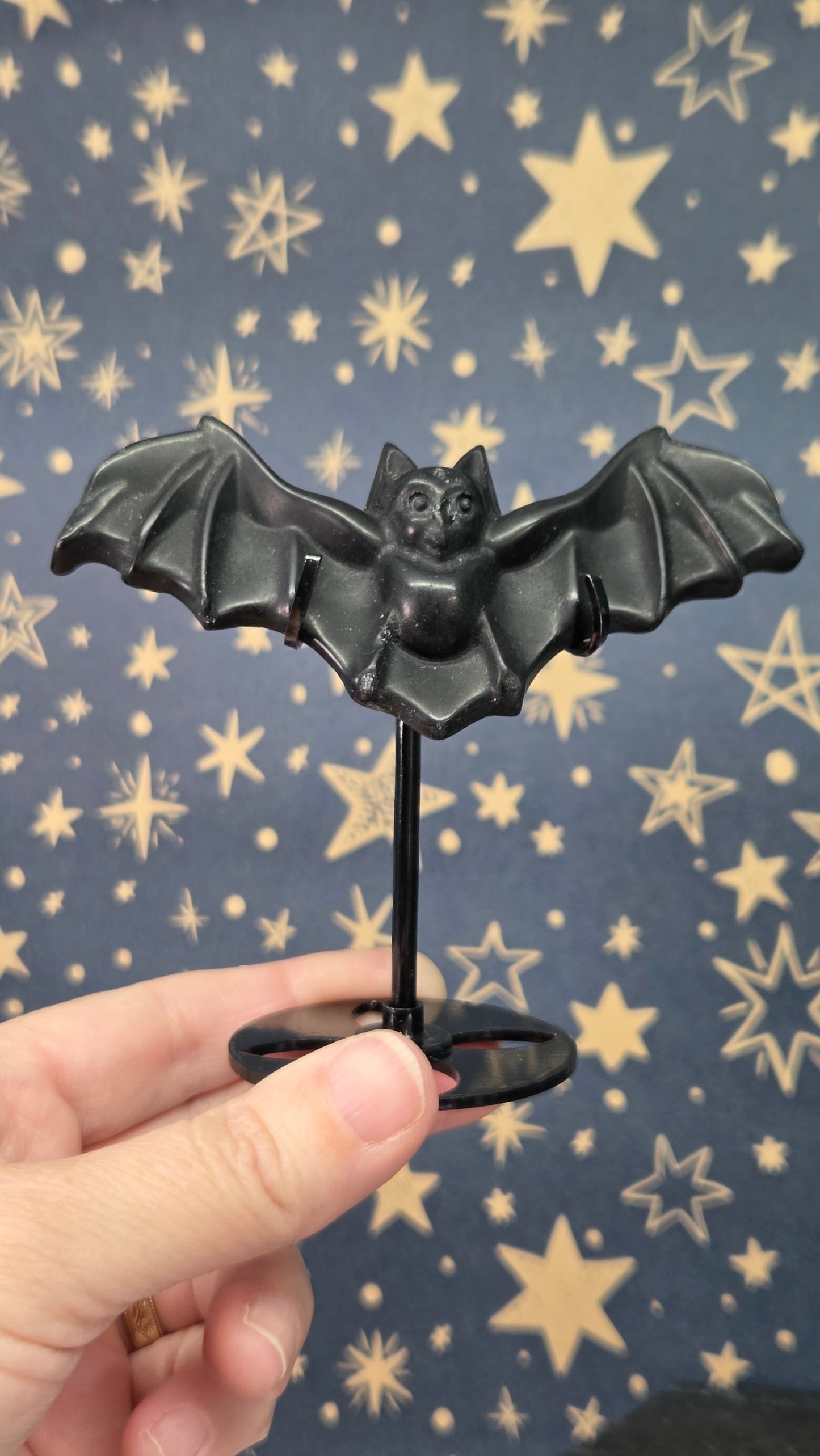Black Obsidian Bat on stand
