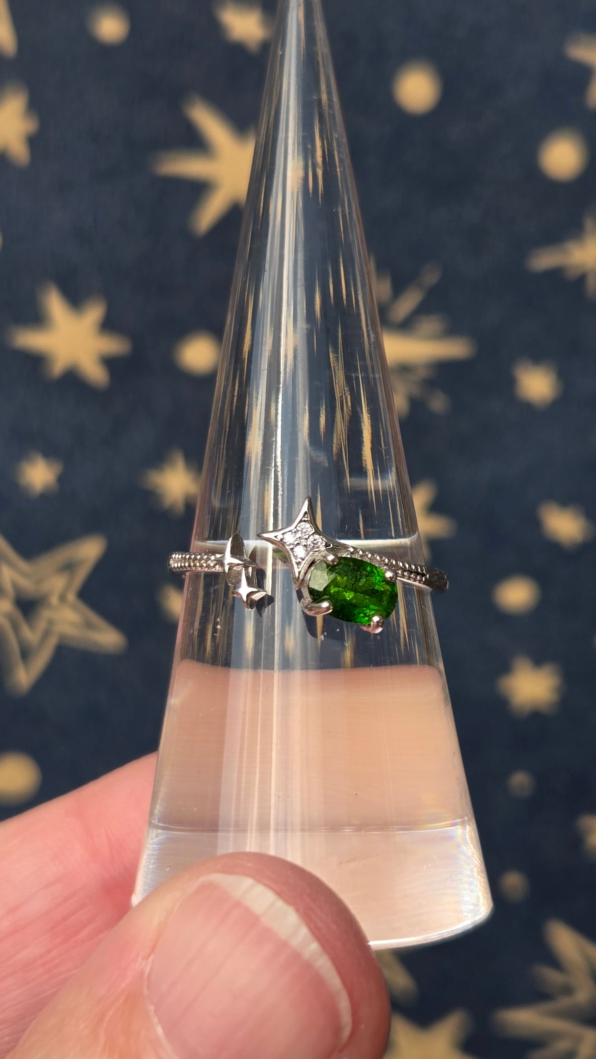 Diopside Starburst 925 Sterling Silver Adjustable Ring