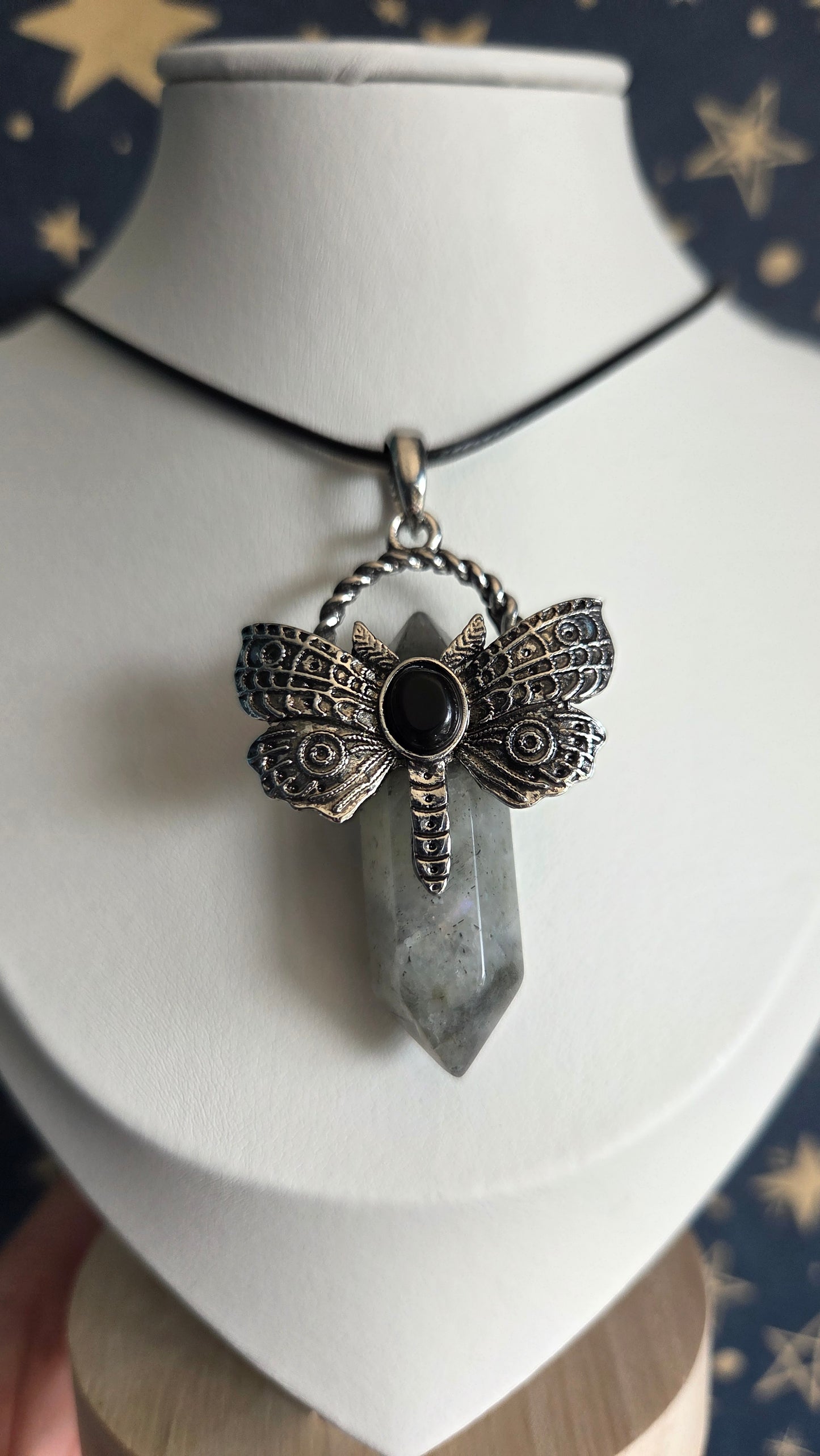 Labradorite Dragonfly Moth Necklace/Pendant