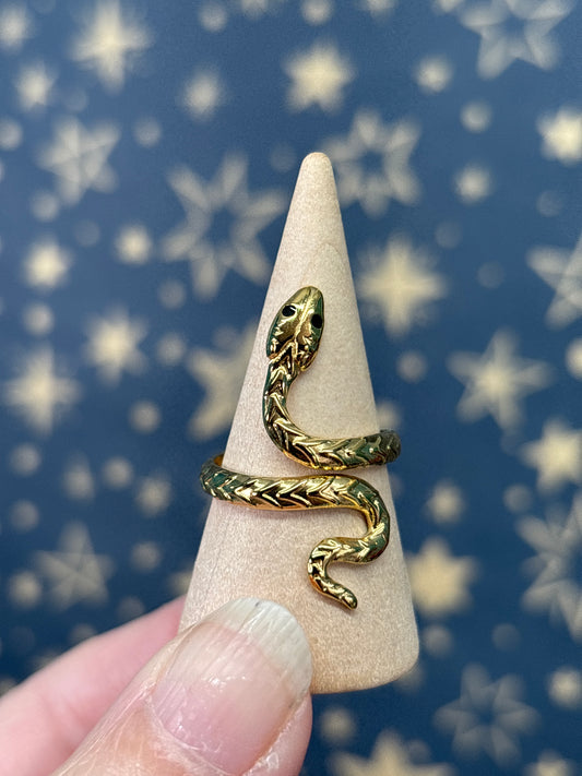 Snake 18k Gold Plated Stainless Steel Adjustable Ring b