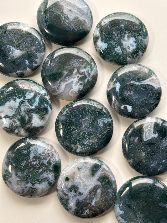 Moss Agate Flat Stone (Picked at random)