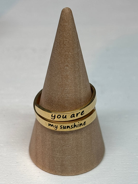 18k Gold Plated Stainless Steel ‘You are my sunshine’ Adjustable Ring