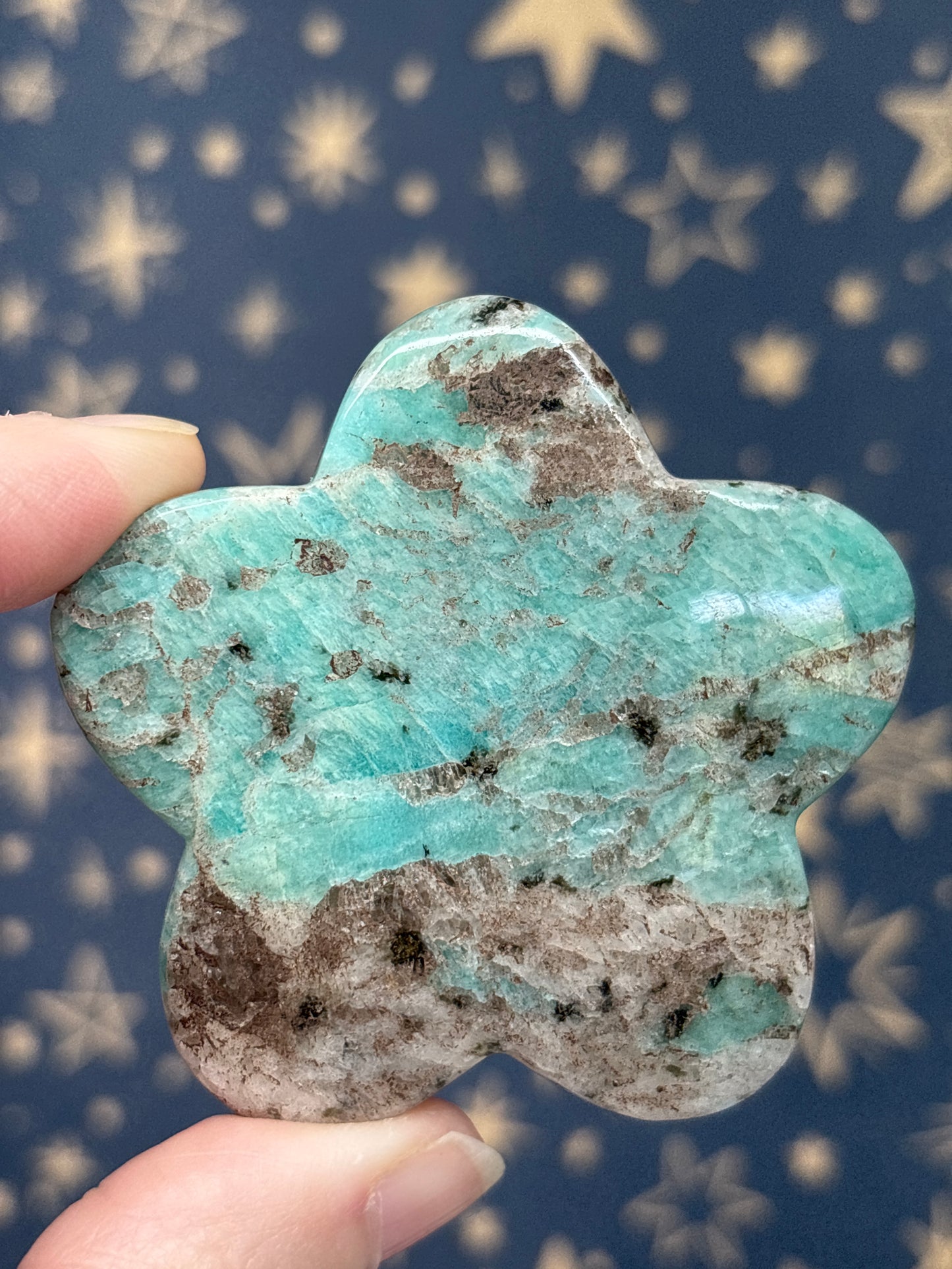 Amazonite and Smokey Quartz Flower