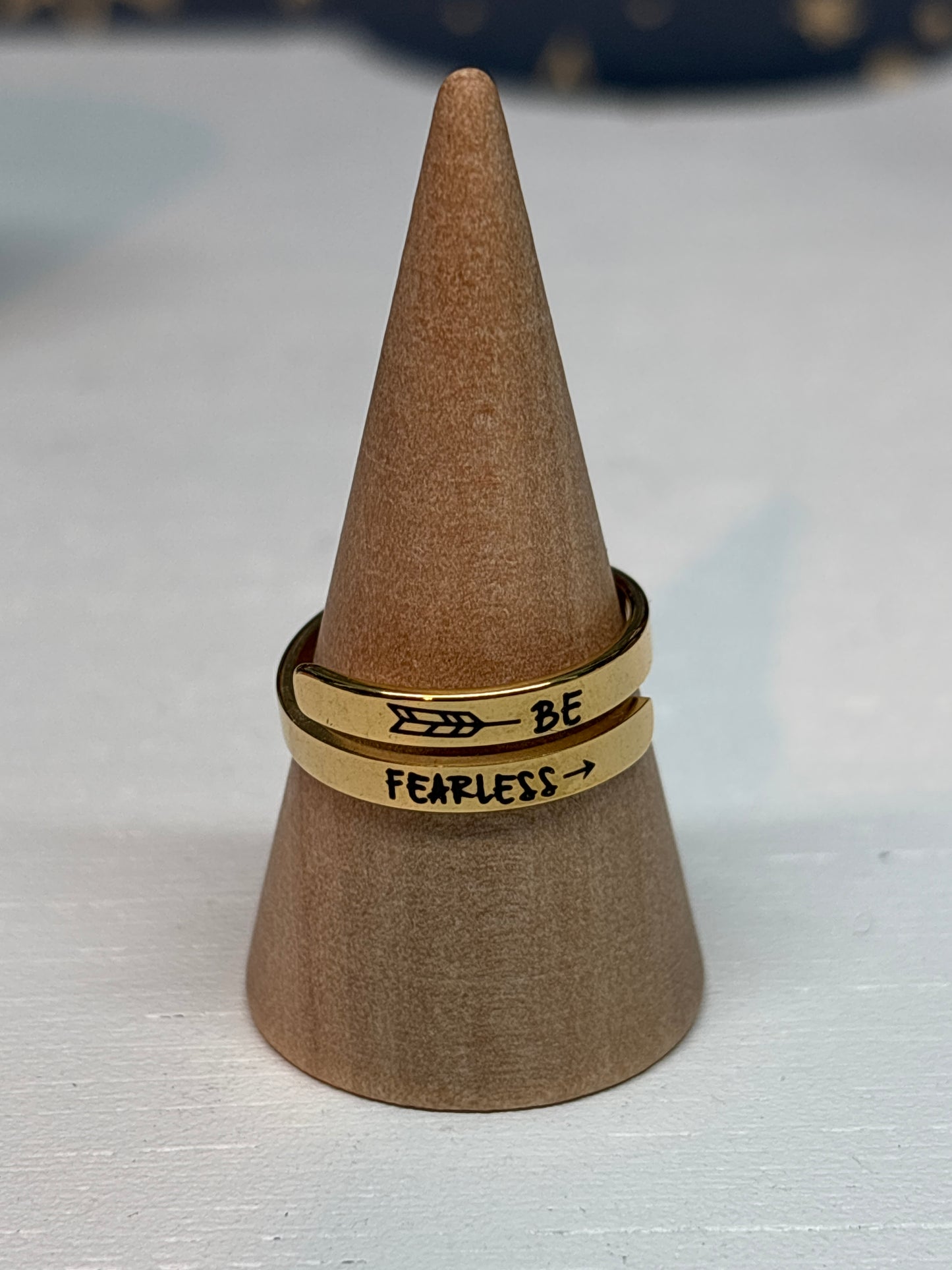 18k Gold Plated Stainless Steel ‘Be Fearless’ Adjustable Ring