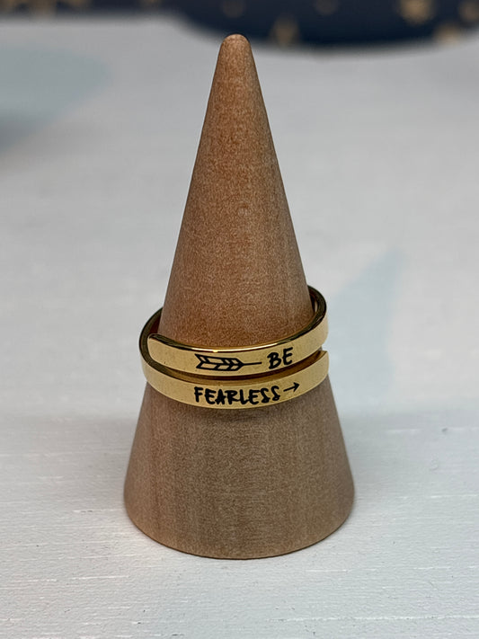 18k Gold Plated Stainless Steel ‘Be Fearless’ Adjustable Ring