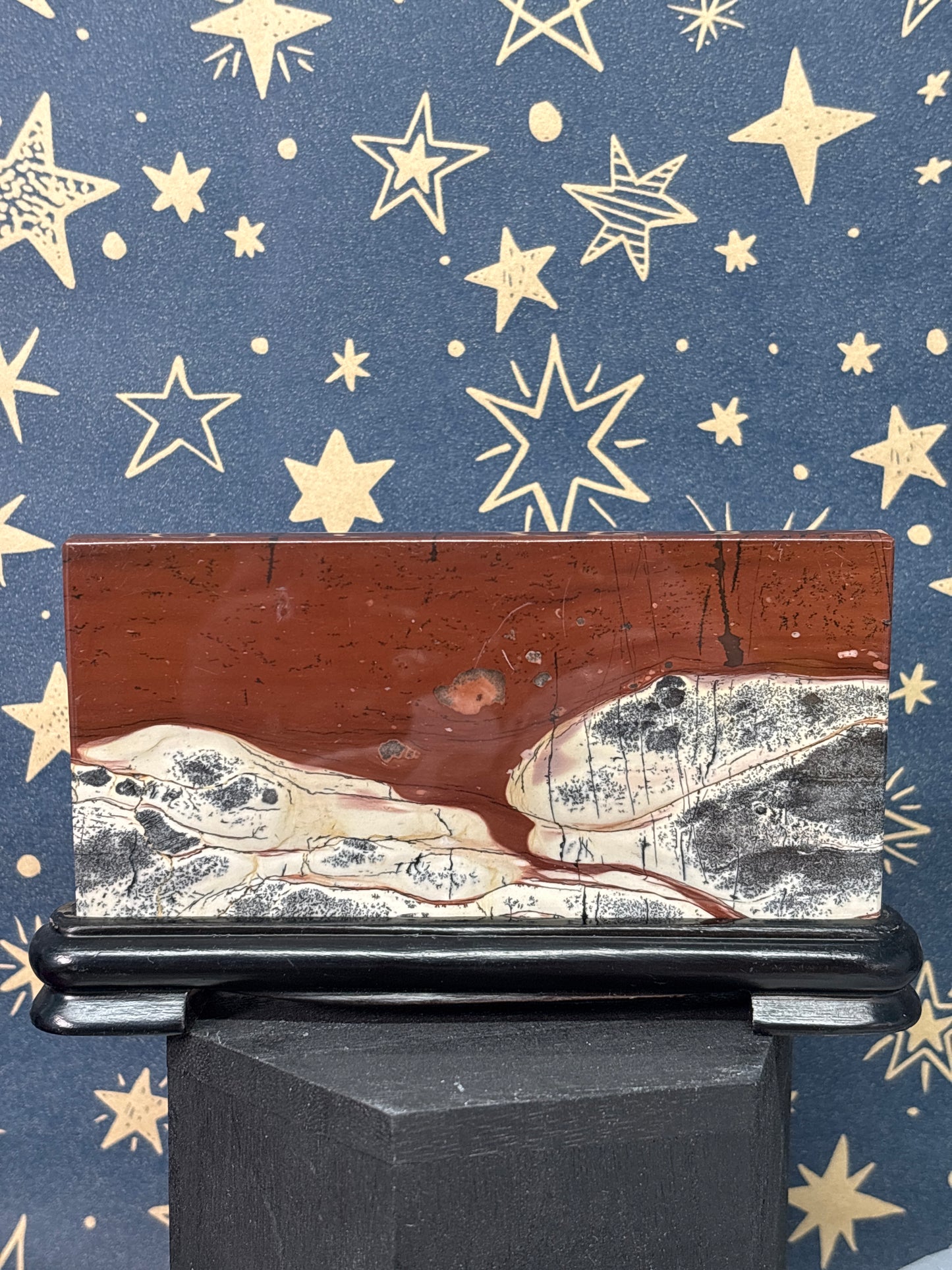 Picture Jasper Slab on Wooden Stand