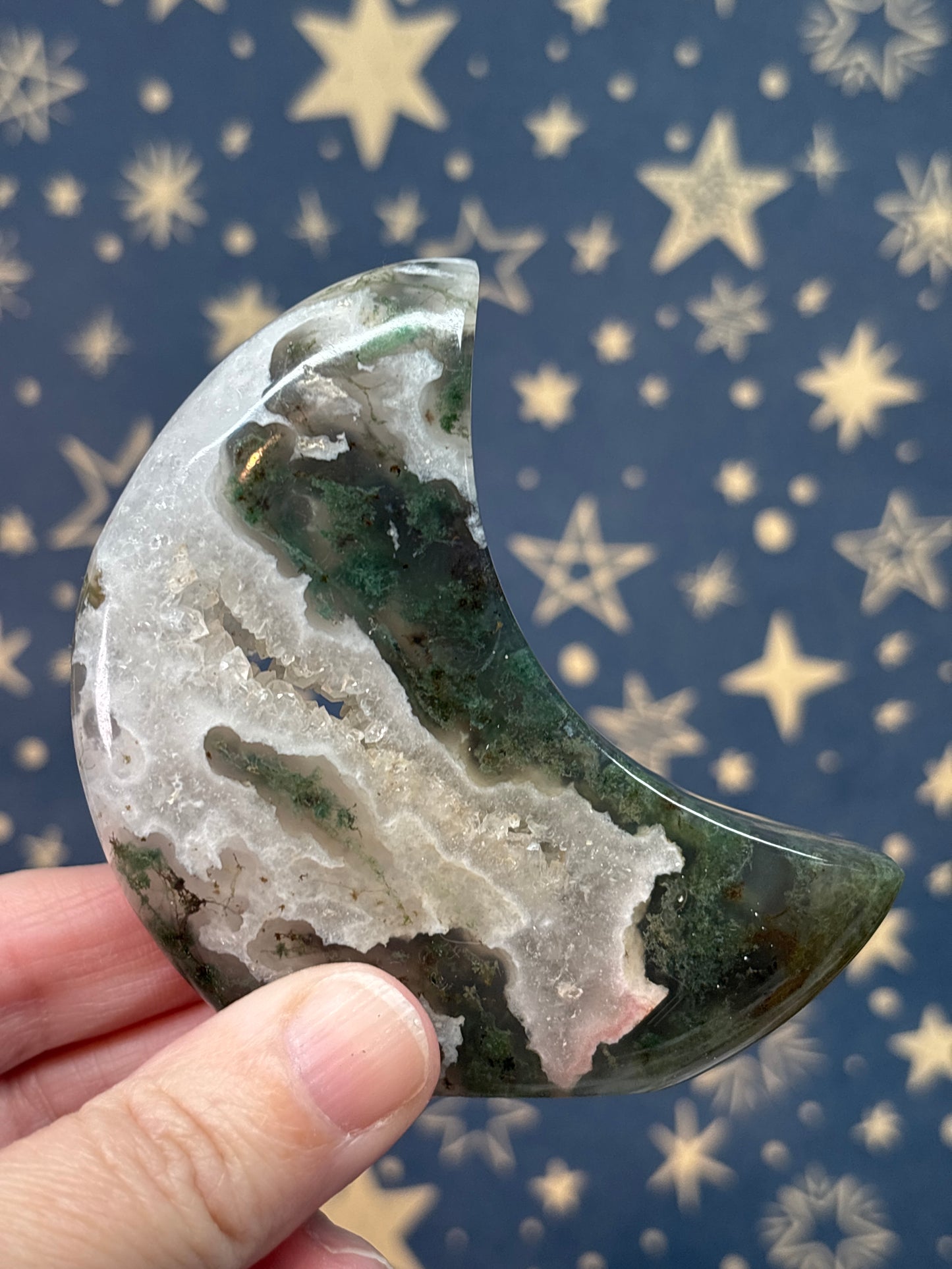 Moss Agate Standing Moons (pick your own)