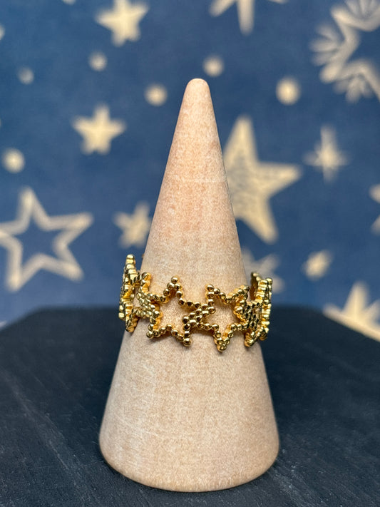 18k Gold Plated Stainless Steel Star Adjustable Ring