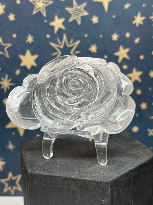 Clear Quartz Rose with stand (b)