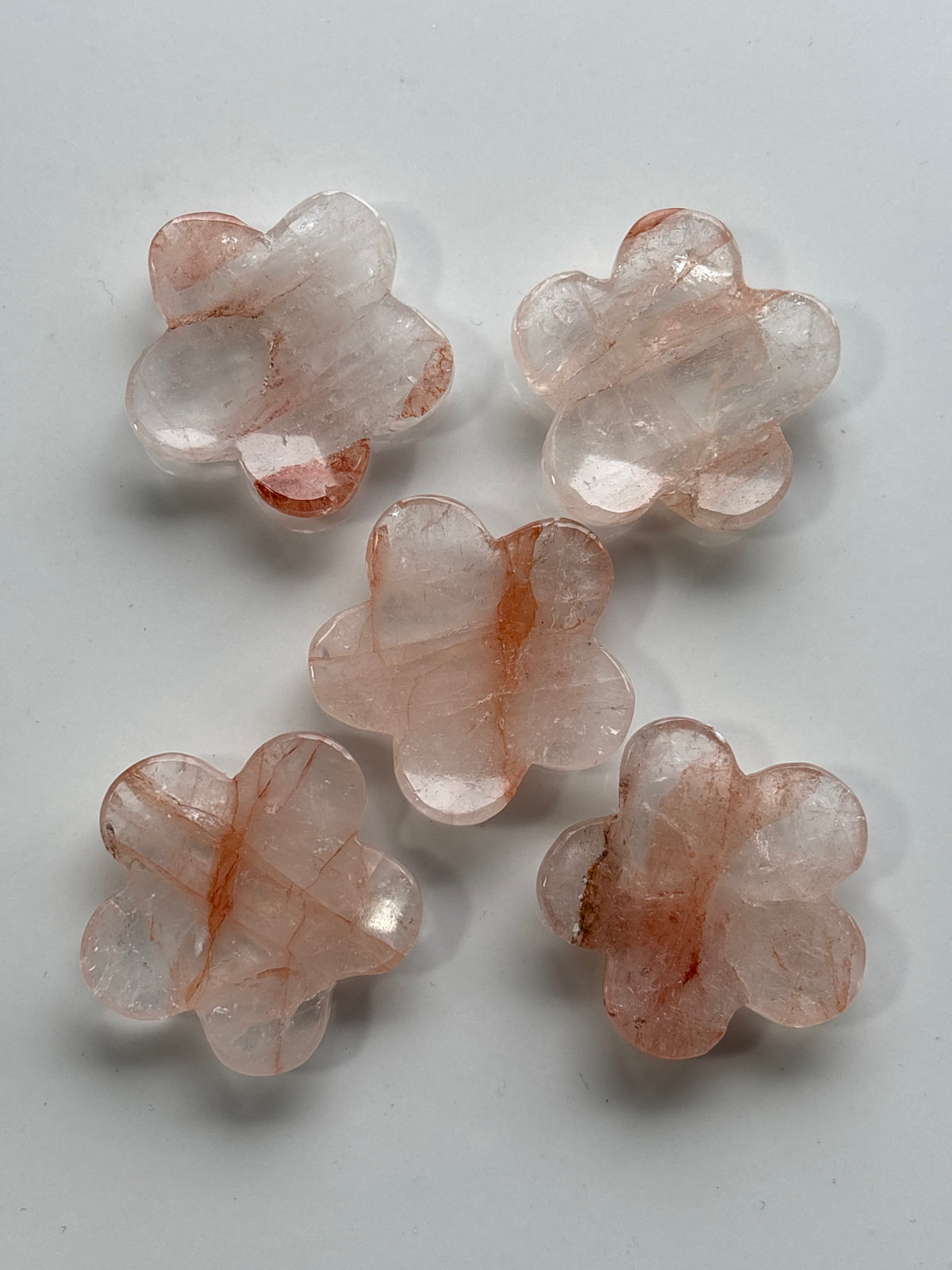 Fire Quartz Flower Worry Stone (Picked at random)