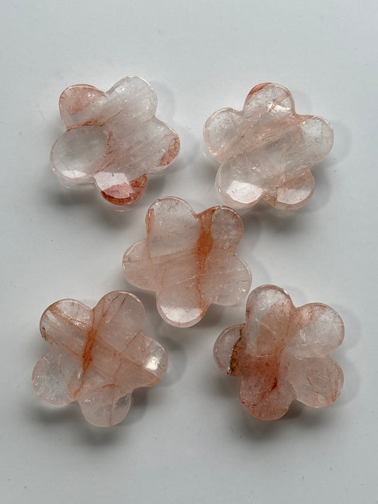 Fire Quartz Flower Worry Stone (Picked at random)
