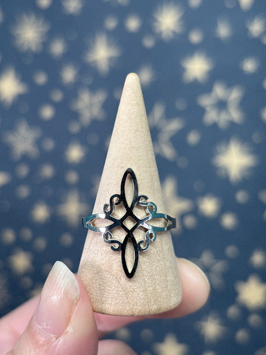 Tribal Stainless Steel Adjustable Ring