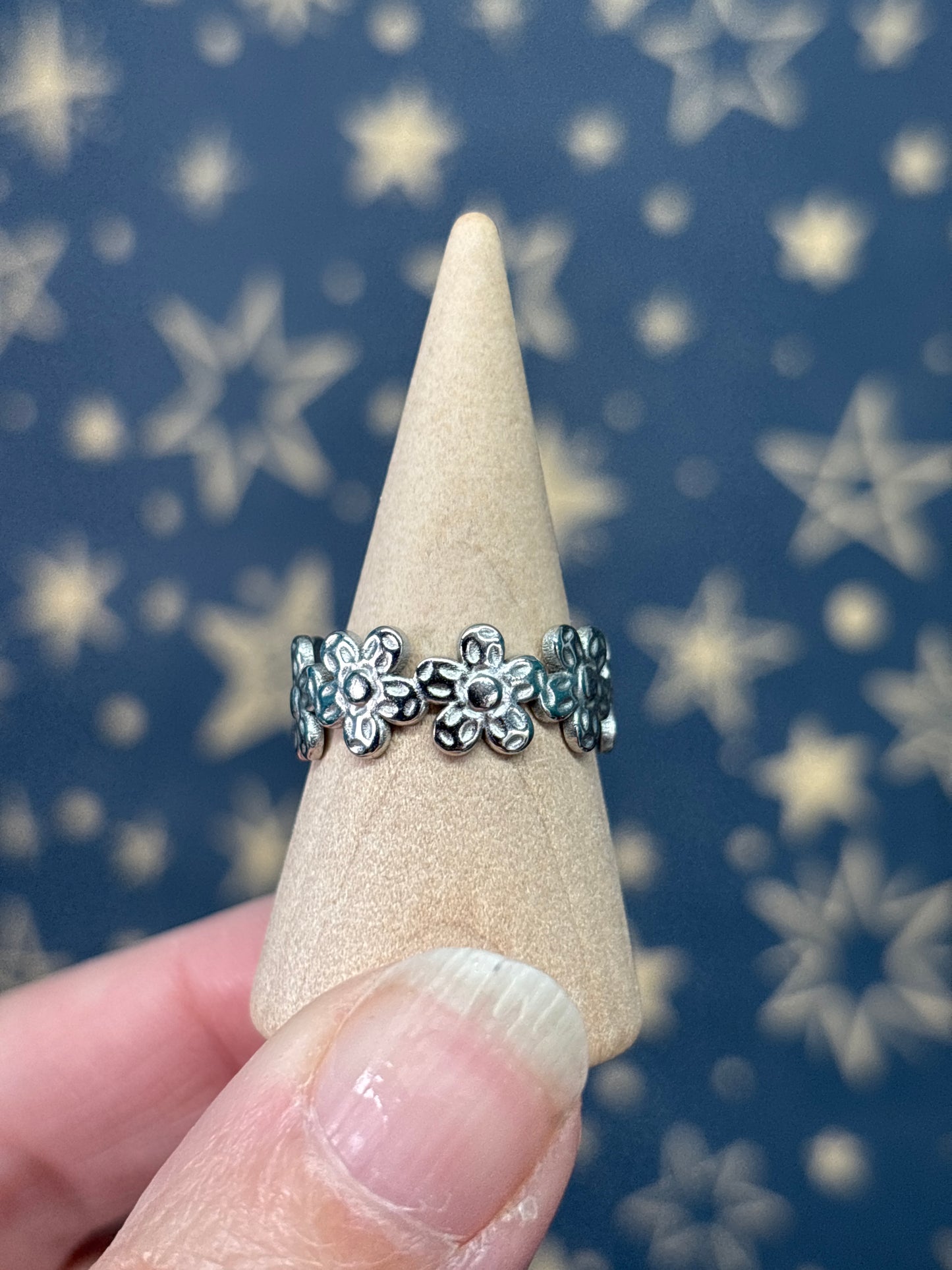 Flower Stainless Steel Adjustable Ring