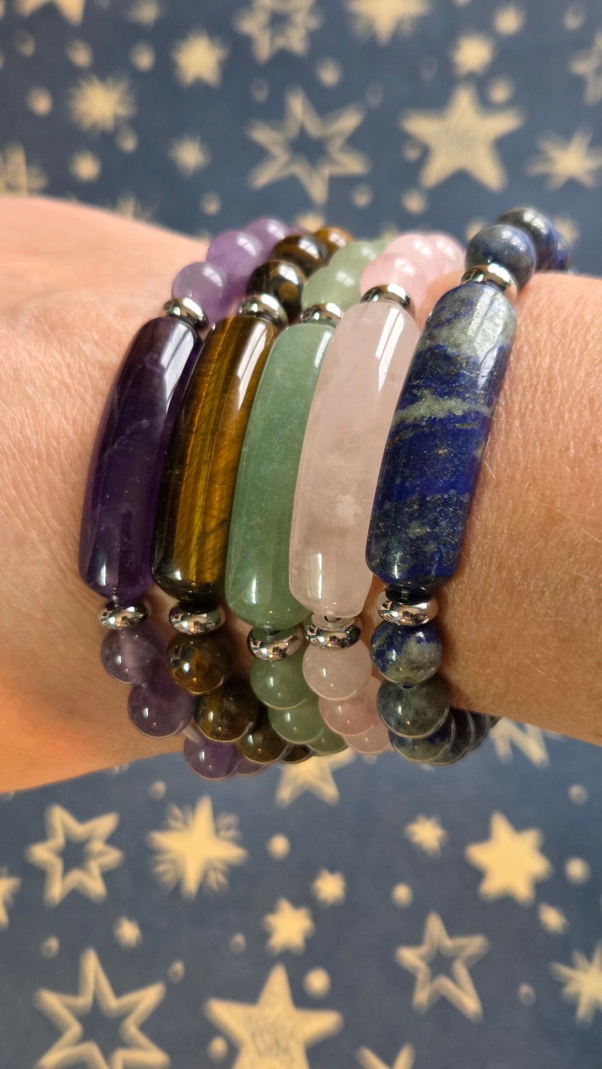 8mm Crystal Beaded Bracelet with Bar (Pick your own)