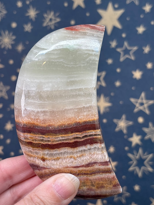 Green Banded Onyx  (non standing) Moon 10.9cm