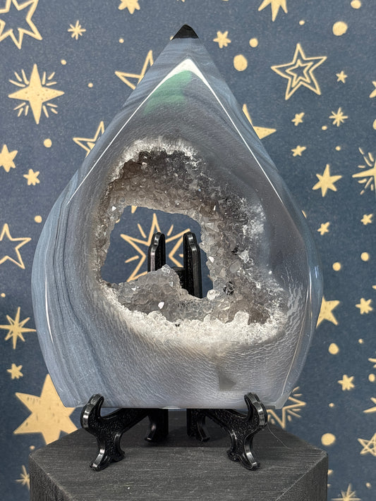 Druzy Agate Teardrop Freeform c (with stand)