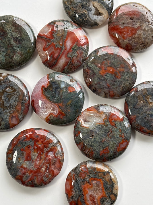 Red Moss Agate Flat Stone (Picked at random)