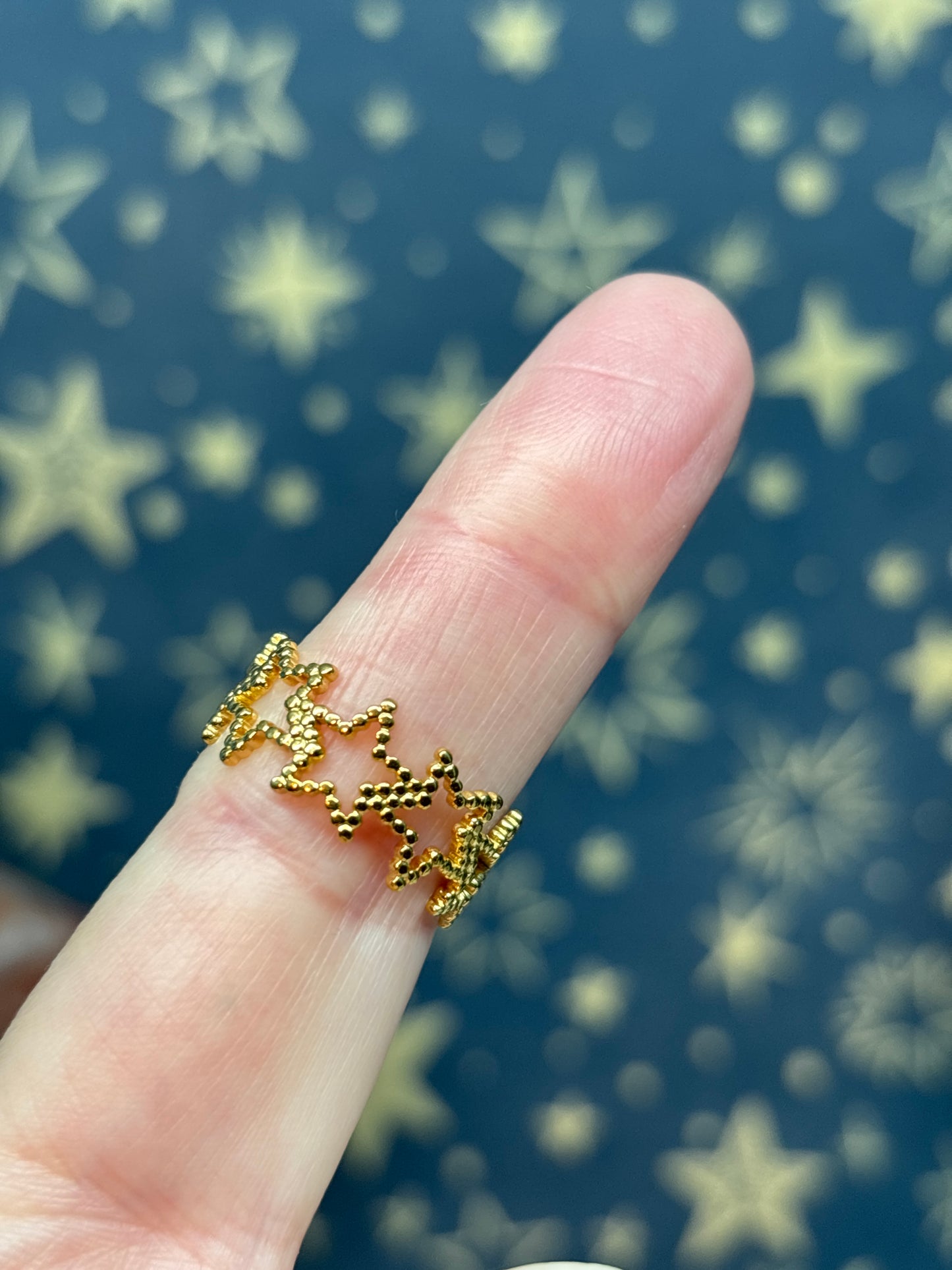 18k Gold Plated Stainless Steel Star Adjustable Ring