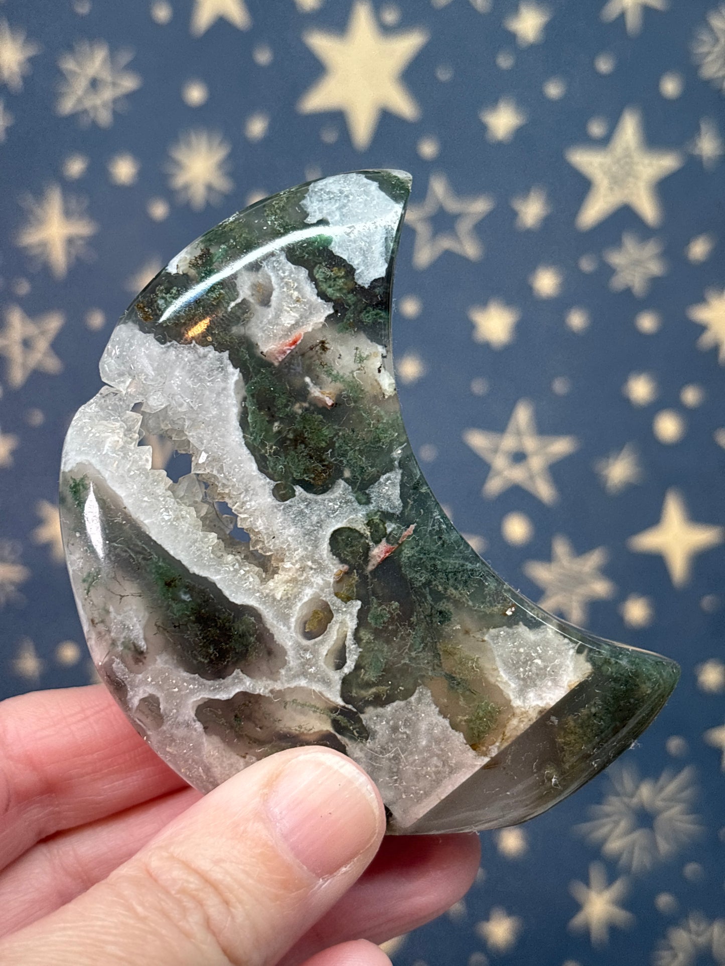 Moss Agate Standing Moons (pick your own)