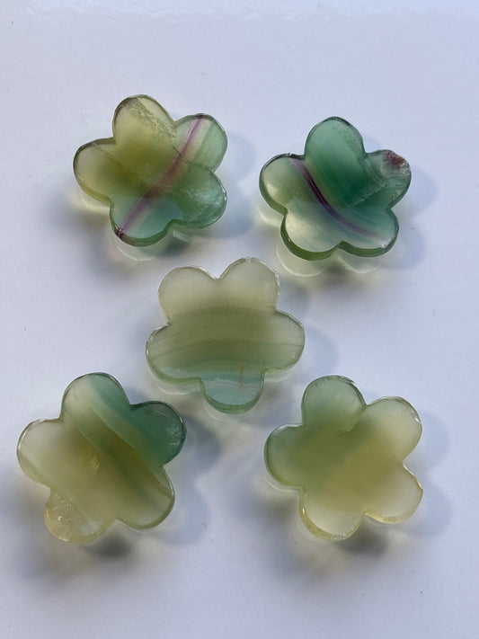 Lemon/Lime Fluorite Flower Worry Stone (Picked at random)