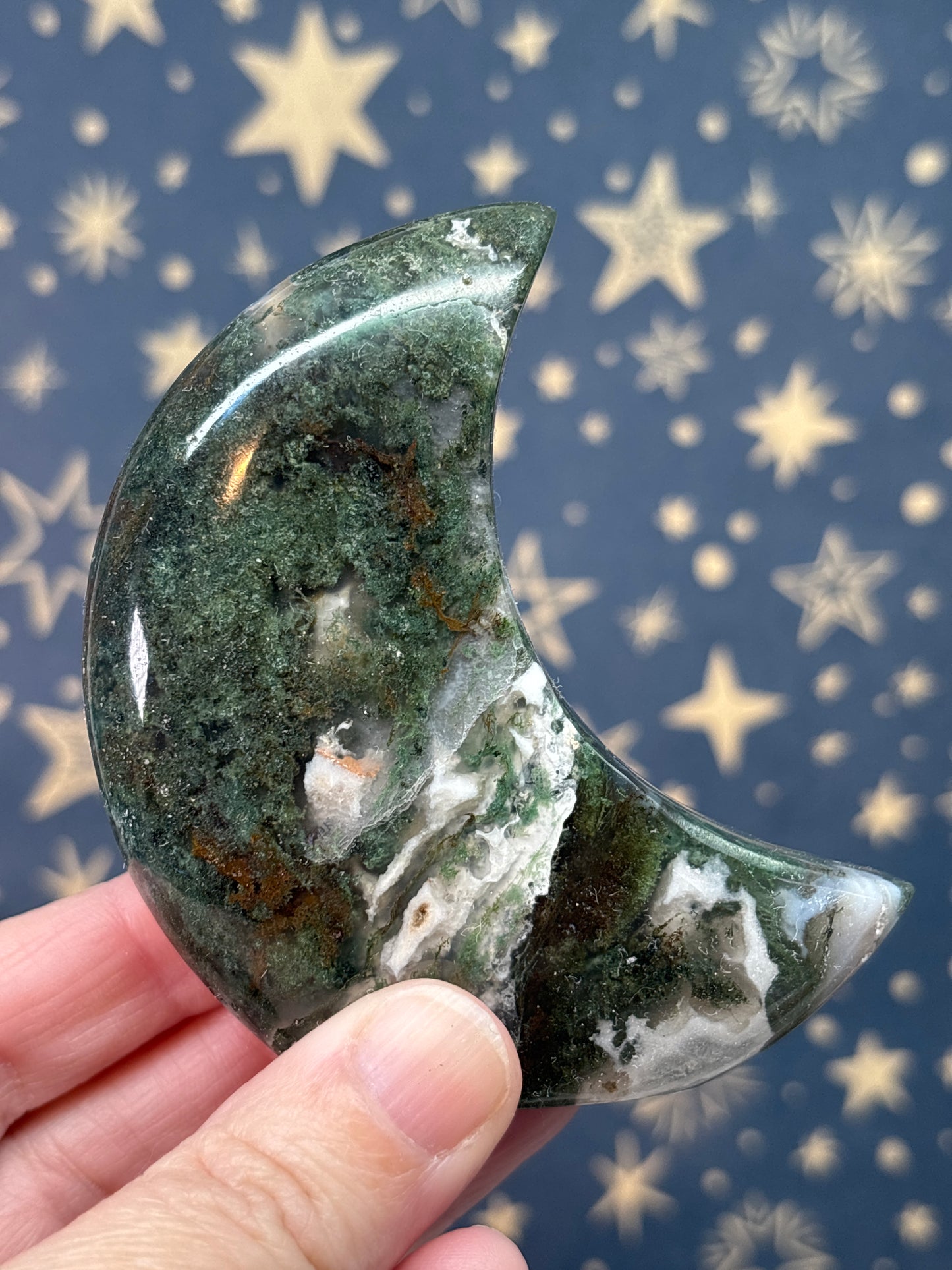 Moss Agate Standing Moons (pick your own)