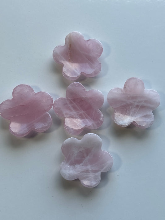 Rose Quartz Flower Worry Stone (Picked at random)