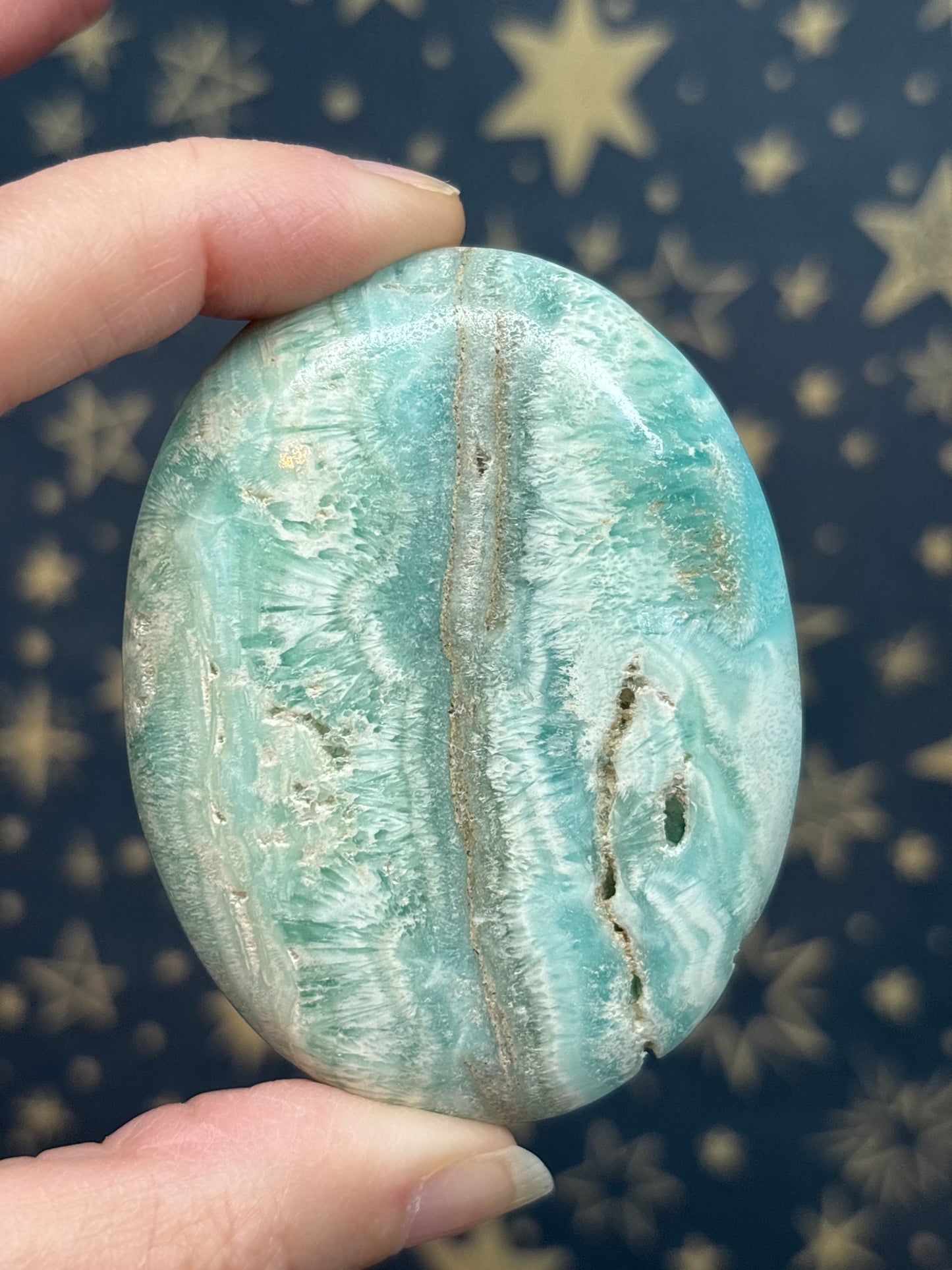 Blue Aragonite Palm Stone a