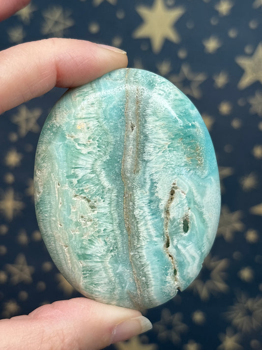 Blue Aragonite Palm Stone a