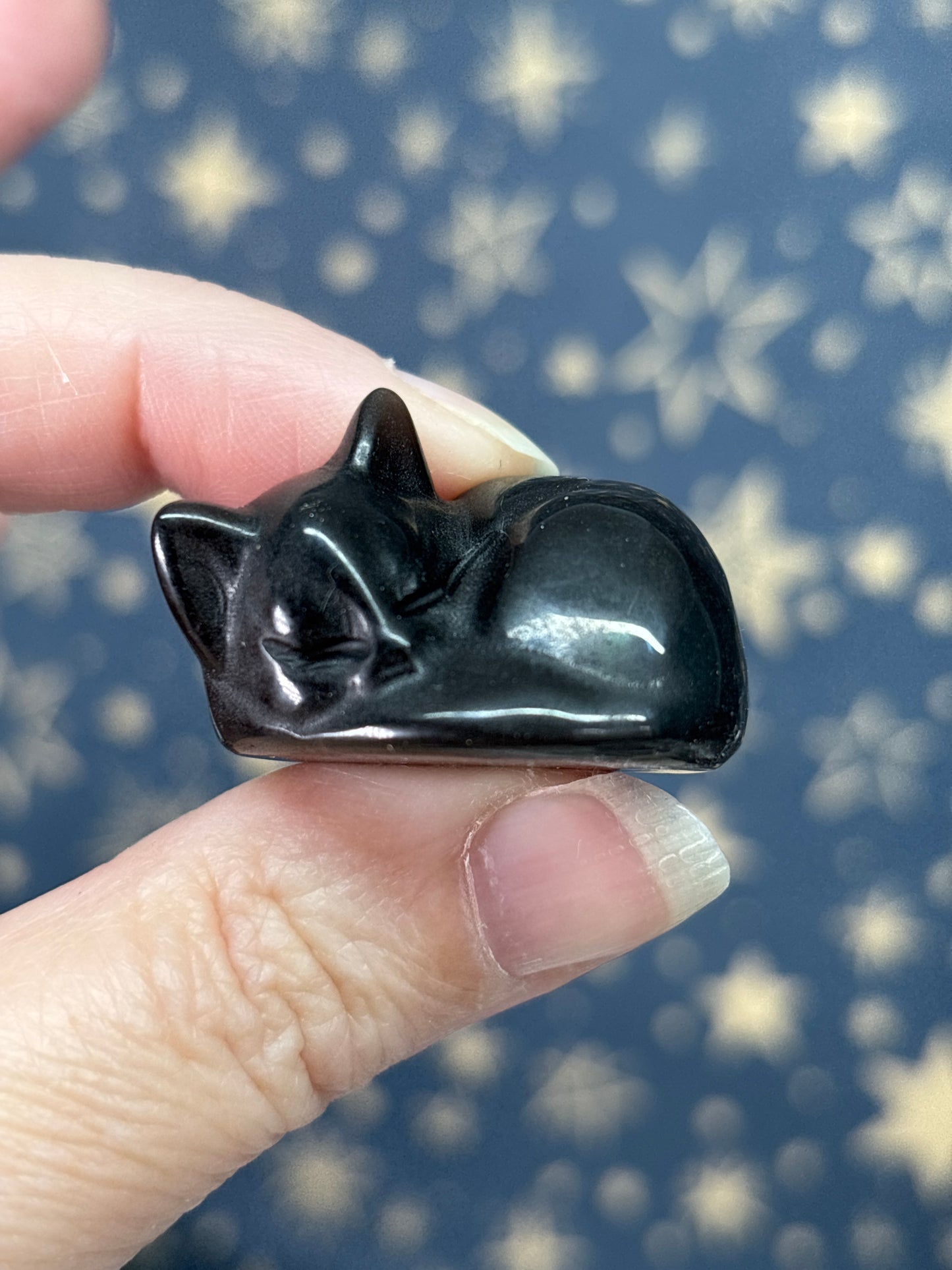 Silver Sheen Obsidian Cat