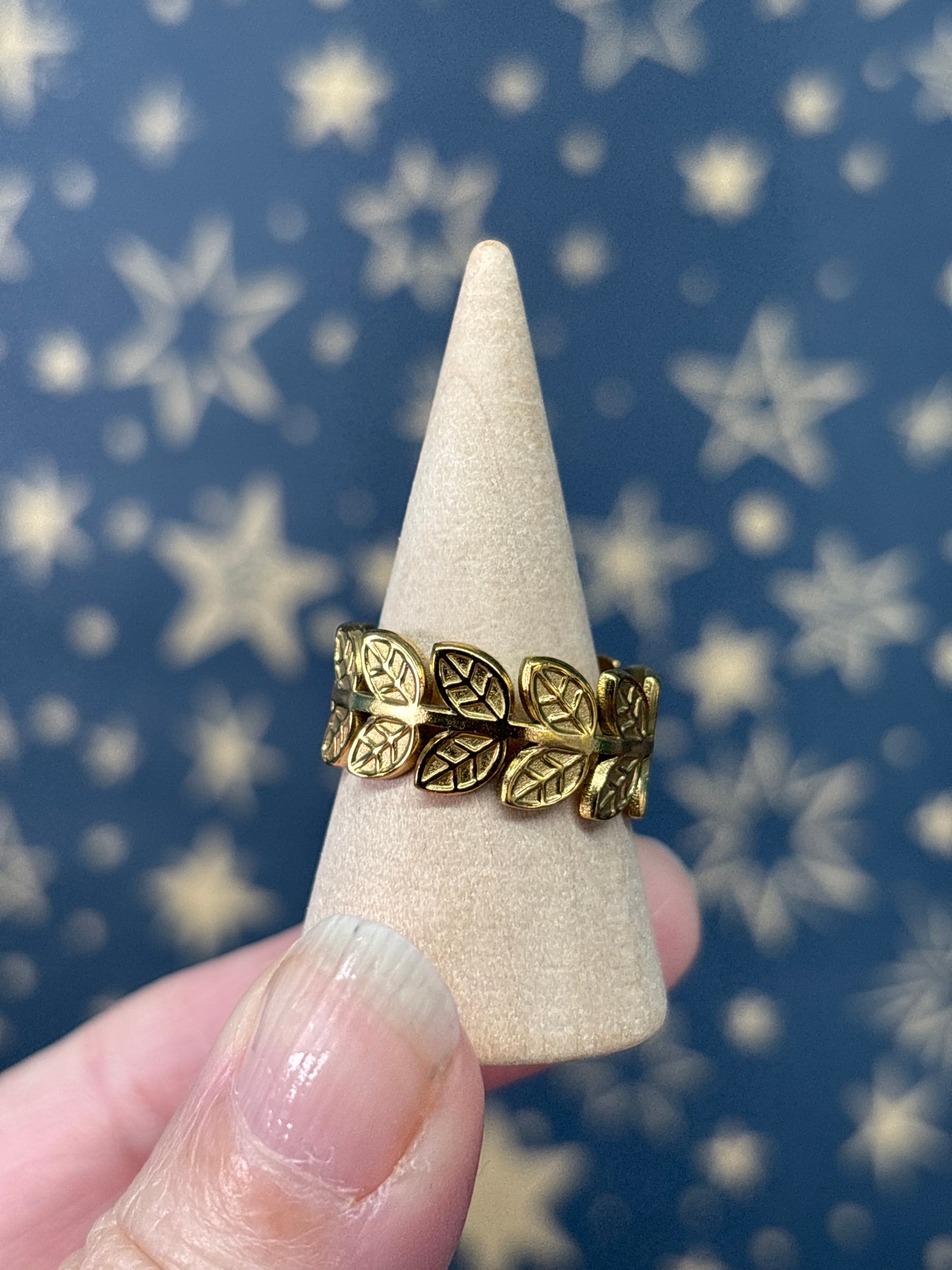 Wreath 18k Gold Plated Stainless Steel Adjustable Ring