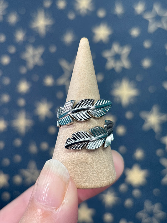 Feather Stainless Steel Adjustable Ring