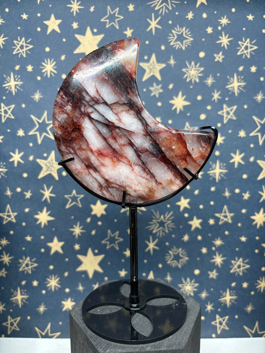 Fire Quartz Moon on Stand (a)