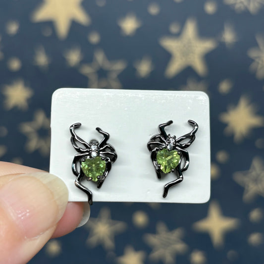 Peridot Spider Sterling Silver Studs