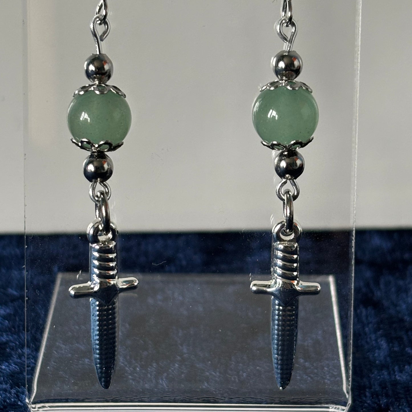 Green Aventurine Dagger Dangle Earrings