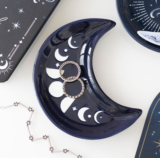 Blue Moon Phase Crescent Trinket Dish