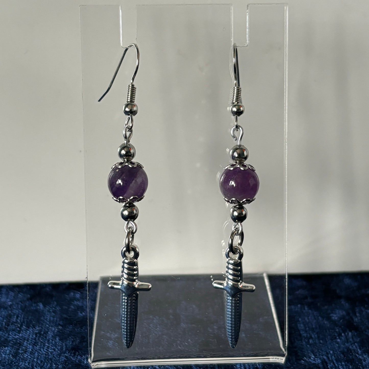 Amethyst Dagger Dangle Earrings