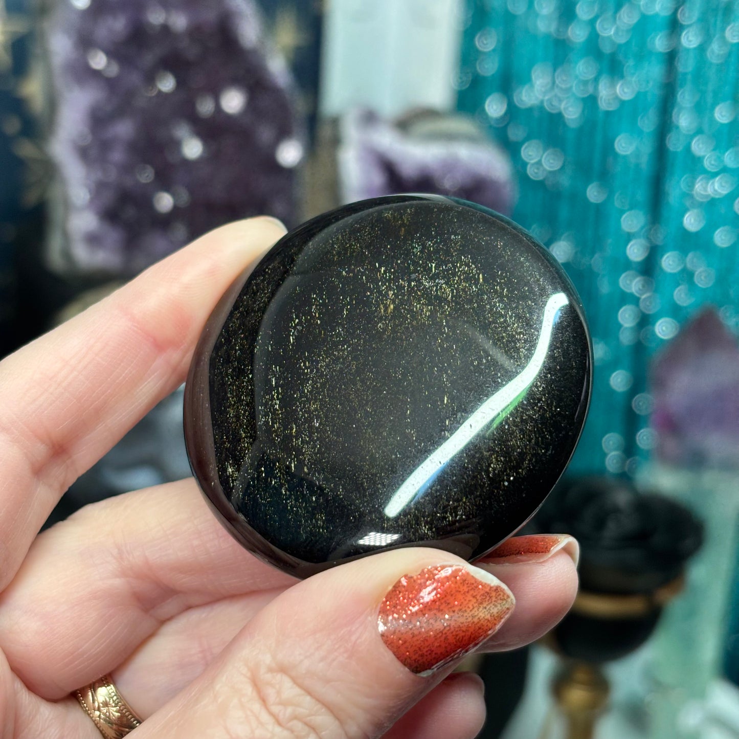 Golden Sheen Obsidian Flatstone