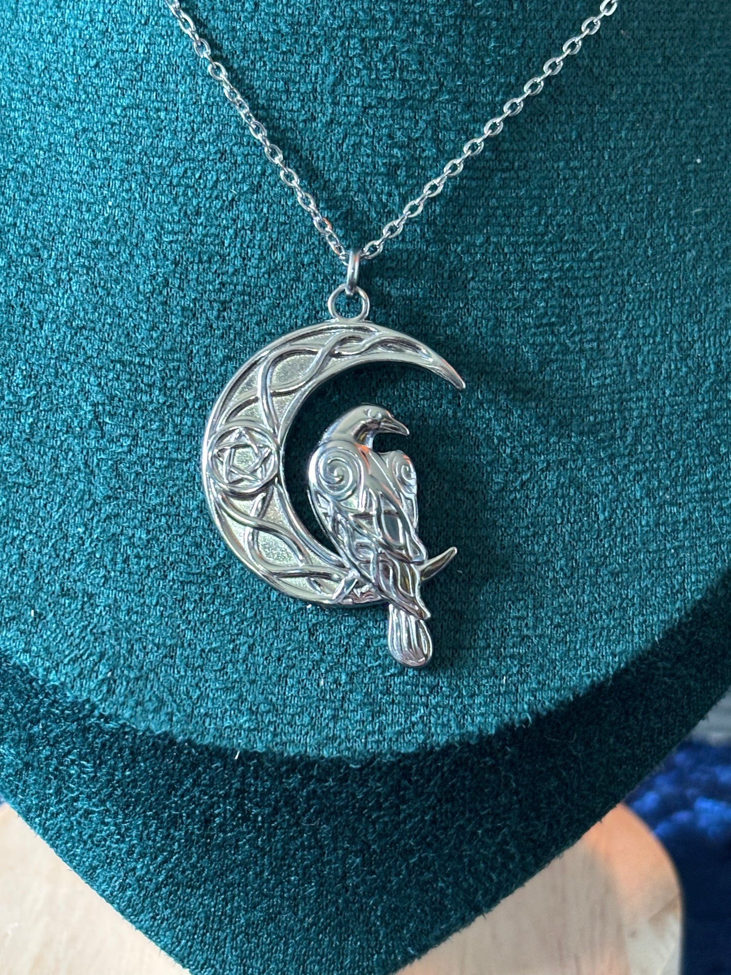 Raven Moon with Pentagram Pendant/Necklace