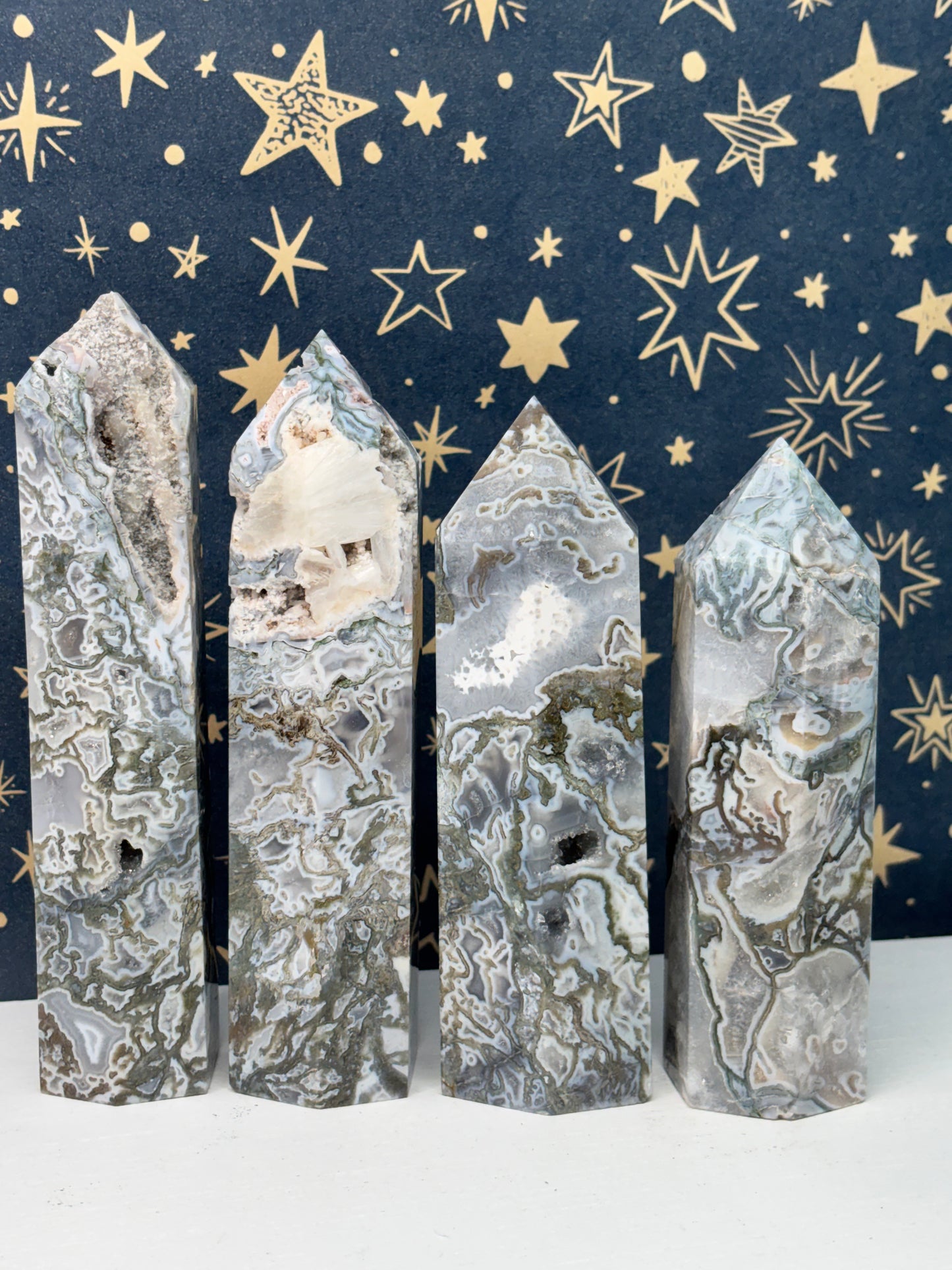Moss Agate Towers Q-T