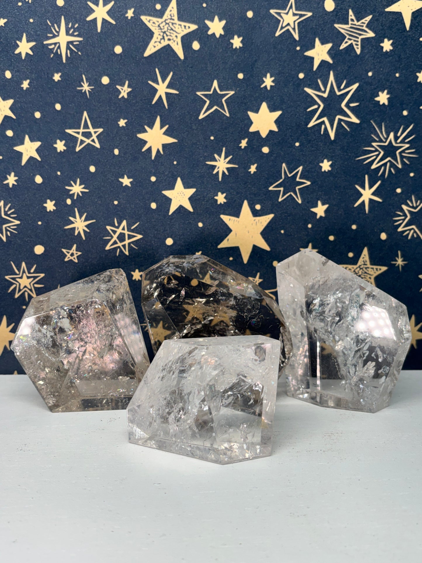 Clear/Smokey Quartz Freeforms A-D