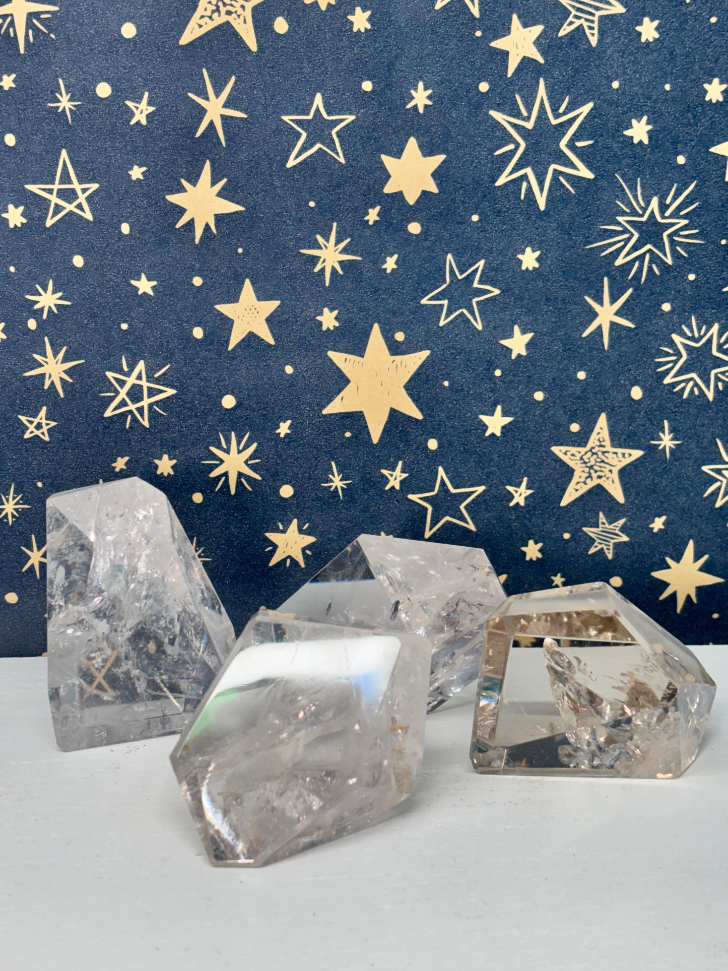 Clear/Smokey Quartz Freeforms E-H